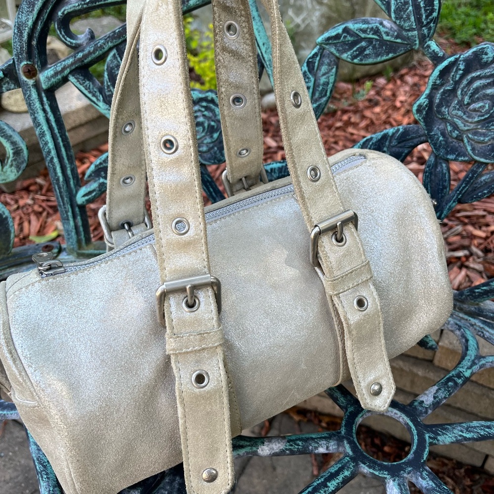 A/X Armani Exchange Silver Shoulder Bag with Metallic Hardware